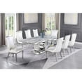 thumbnail image 4 of White Marble 9pc Dining Set with Silver Stainless Steel and 8 Chairs, 4 of 4