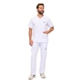 thumbnail image 5 of M&M SCRUBS Men's Scrub Set – Stretch V-Neck Multi-Pocket Mens Medical Uniform Scrubs Top & Cargo Pants (White, Small), 5 of 7