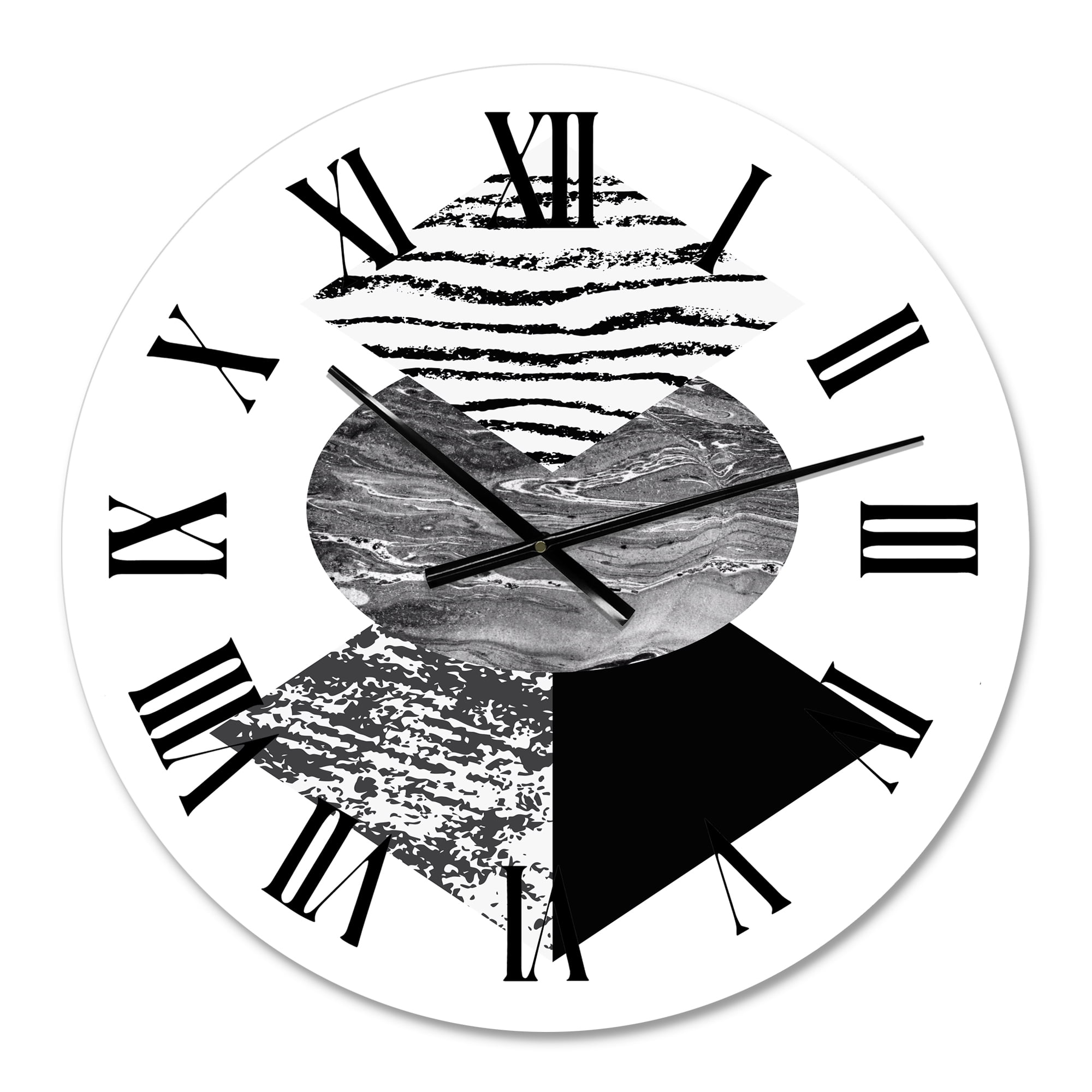 Designart 'Tropical Palm Leaf With Abstract Geometry Shapes I' Modern Wall Clock