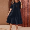thumbnail image 1 of Vestido elegante de lino y algodón Vestido plisado de algodón y lino Vestidos hasta la rodilla FLhrweasw Nuevo, 1 of 9