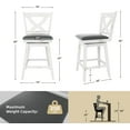 thumbnail image 2 of Swivel Bar Stools Set of 2, 24" Counter Height Swivel Barstools with Solid Footrest & Faux Leather Upholstered Seat, Island Chairs with Back for Kitchen, Dining Room (Antique White), 2 of 7
