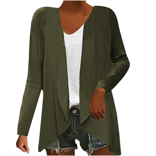 CEHVOM Fashion Women’s Long Sleeve Color Loose Cardigan Knit Jacket Tops Clearance