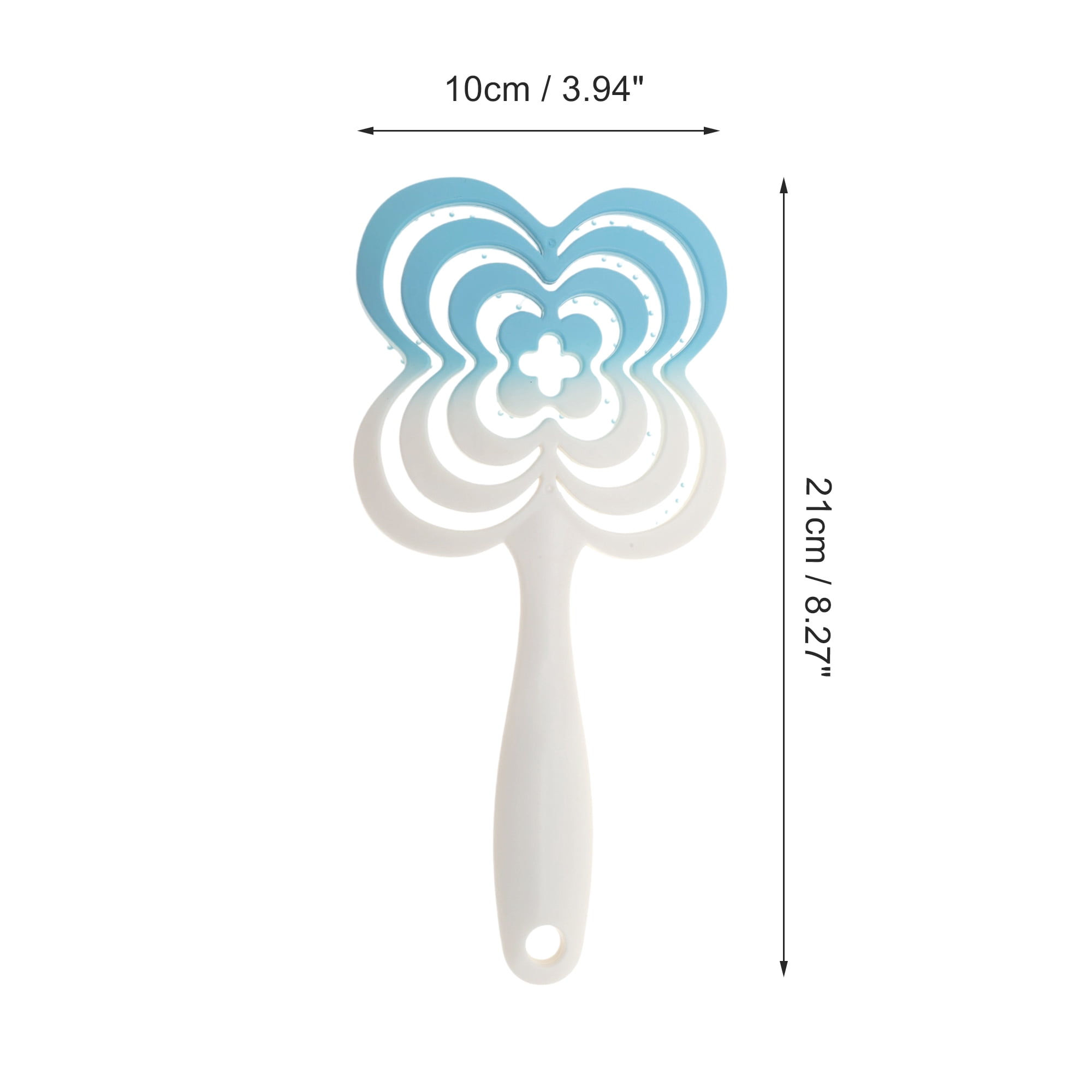 Unique Bargains 1 Pc Gradual Four-leaf Clovers Hollow Comb Hair Brush Blue
