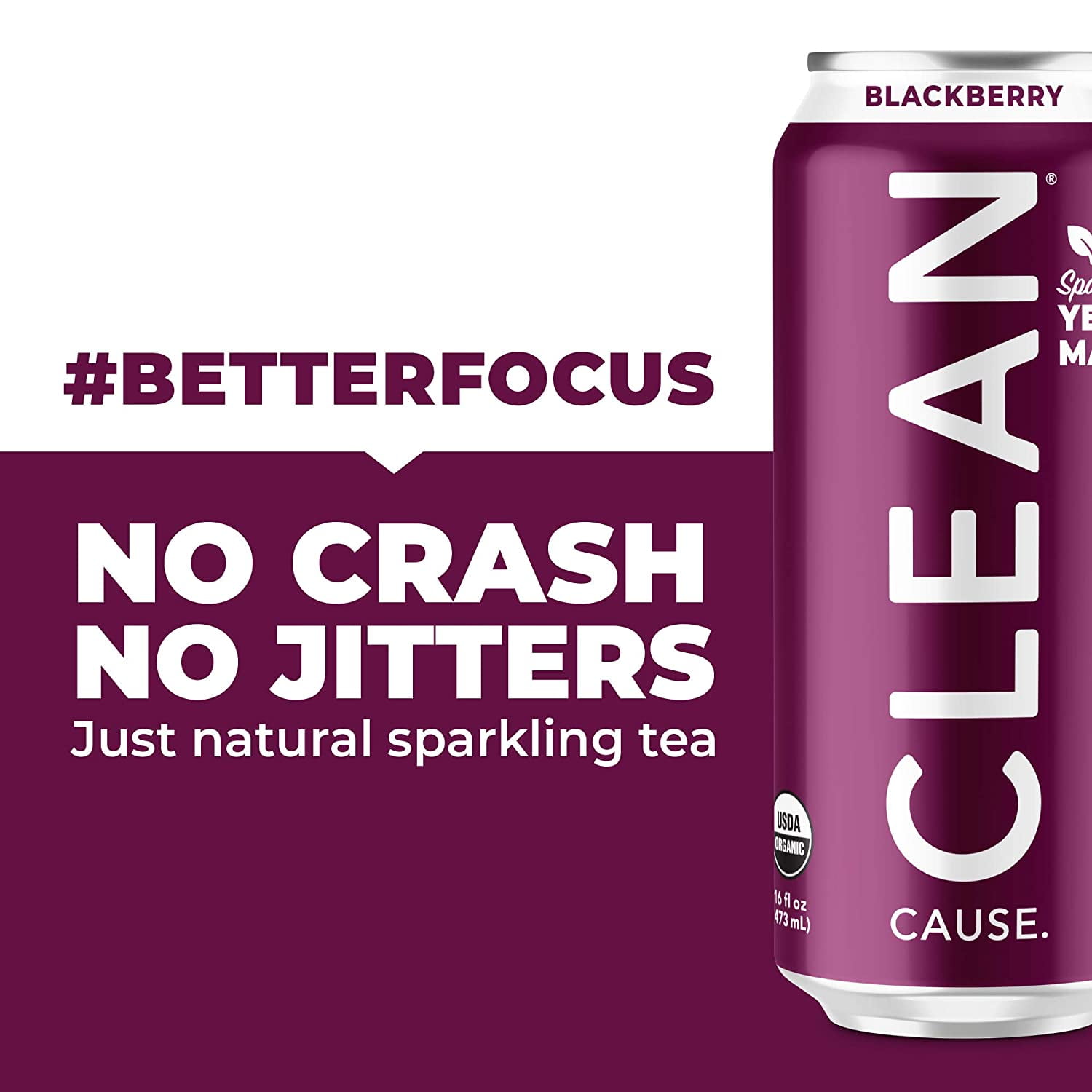 (12 Cans) CLEAN Cause Sparkling Yerba Mate Variety Pack - Organic, Low Calorie & Low Sugar (160mg Caffeine), 16 fl oz - 50% Profits Support Alcohol & Drug Addiction Recovery