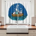 thumbnail image 2 of Kids Curtains 2 Panels Set, Little Bunnies and Hedgehog Floating in a Boat on the Wavy River Under a Night Sky, Window Drapes for Living Room Bedroom, 55W X 39L Inches, Multicolor, by Ambesonne, 2 of 3