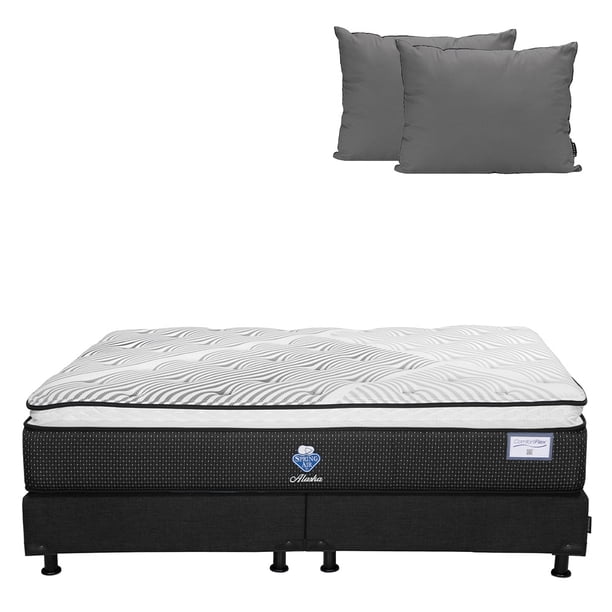 Colchón King Size Alaska Spring Air + Box + Almohadas 2-Pack