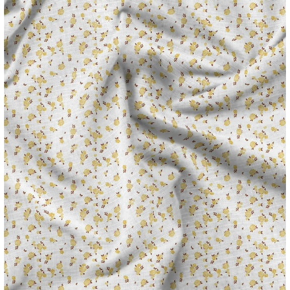 Soimoi Pure Silk Yellow Fabric By the Yard - 42 Inch Wide - Florals, Leaves Print Fabric - Elegant & Beautiful Patterns for Fashion and Home Decor Printed Fabric