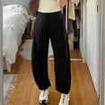 thumbnail image 2 of UZMOG Pants for Women, Barrel Pants Women Elastic Waist Tapered Leg Baggy Mid Rise Travel Work Casual Trousers Lounge Pants with Pockets, 2 of 6