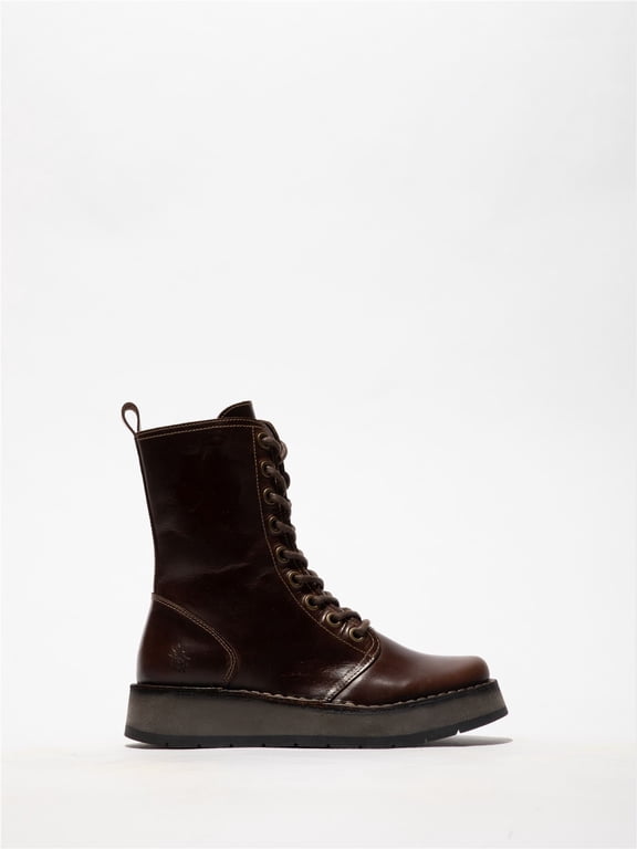 Womens Brown RAMI043 Casual Leather Lace-up Ankle Dress Boots
