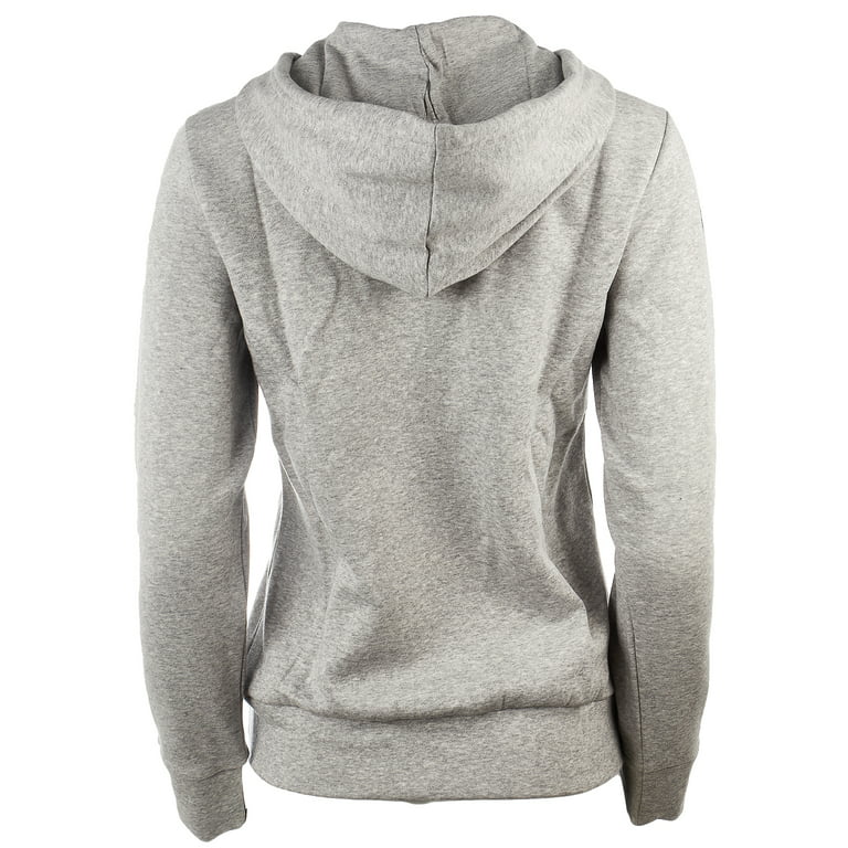 XL Cotton Essentials Full Zip Medium 3-Stripe Adidas - Hoodie Womens - - Grey Heather/Black Fleece