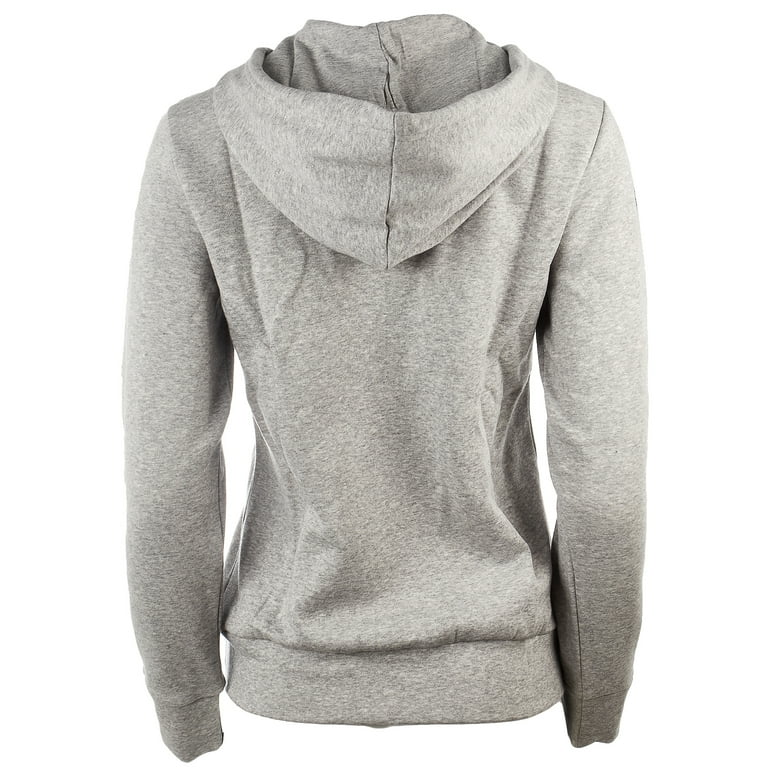 Womens Medium Full Cotton Fleece Zip Essentials - Hoodie Heather/Black XL - - Grey 3-Stripe Adidas