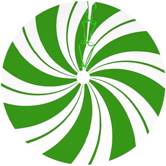 1pc Christmas Candy Tree Skirt 120CM Christmas Candy Tree Mat Xmas Green/Yellow Candy Tree Skirt Swirl Candy Christmas Tree Skirt For Xmas Decoration