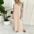 thumbnail image 3 of Maplenight Womens Summer Linen Dresses Beach Vacation Maxi Dress Solid Crew Neck Sleeveless Sundresses, 3 of 6