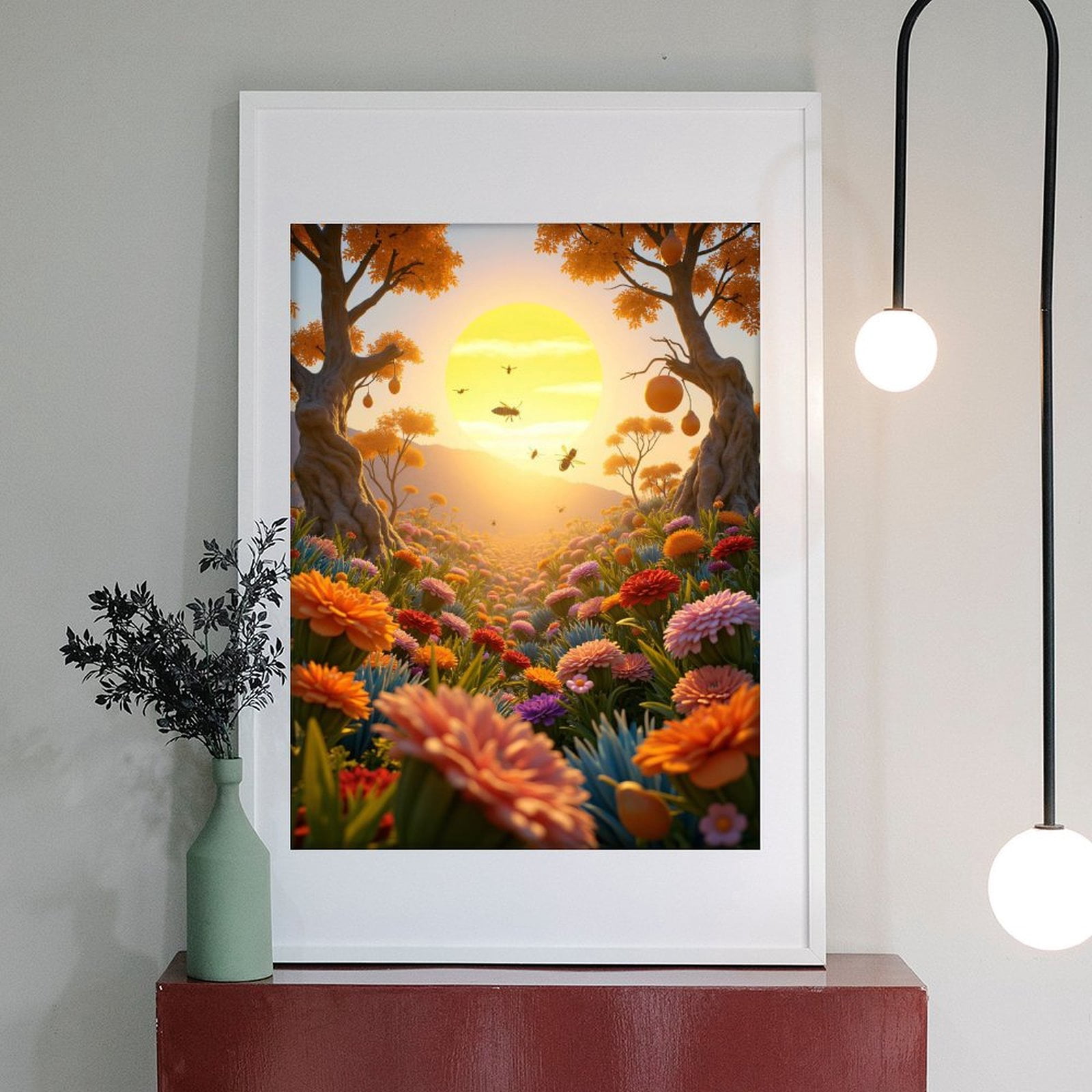 Diamond Art Kit for Adults, Sunlit Garden Bees Blossom Path Diamond Painting for Adults Beginners, DIY Diamond Art Painting Kits, 5D Diamond Painting Crafts for Home Decor 12x16 Frameless