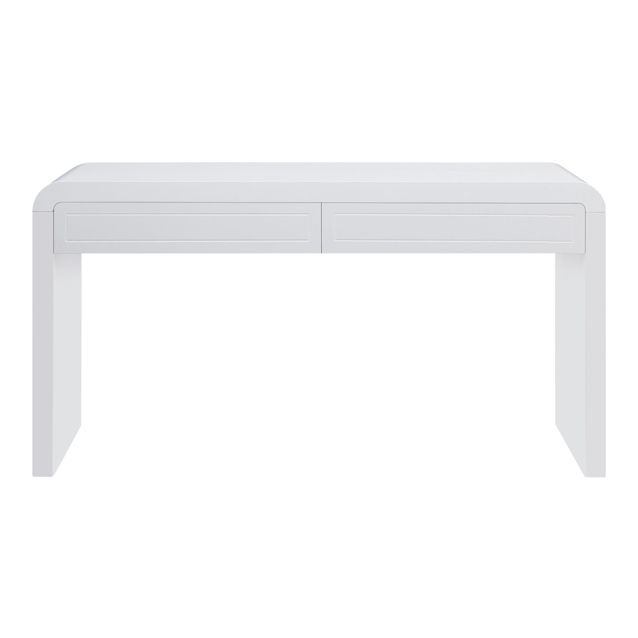 Christopher Knight Home 59.8" Modern Curved Console Table, MDF Entryway Storage Table with 2 Drawers, White