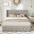 thumbnail image 6 of Allewie Queen Size Lift Up Platform Storage Bed Frame with Button Tufted Wingback Headboard, Light Beige, 6 of 12