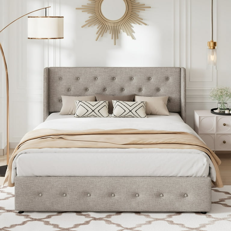 Drawer - シャルマントファムイエローブラウス Free Shipping! Allewie Upholstered King Size Storage Bed