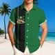 thumbnail image 1 of Ceisia Men's Summer St. Patrick's Day Casual Loose Fit Short Sleeve Turndown Collar Shirt Green Black Stripe Football Print 4-Way Stretch Fabric Coffee XL Gifts, 1 of 6