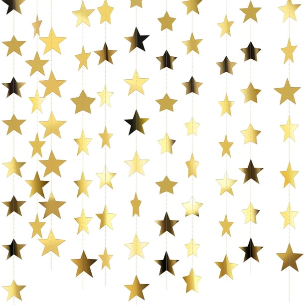 Banner decorativo con forma de guirnalda de estrellas, patelai, purpurina, 40 m, para fiestas