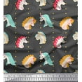 thumbnail image 1 of Soimoi Gray Cotton Poplin Fabric Dot & Unicorn Face Print Fabric by the Yard 42 Inch Wide, 1 of 3