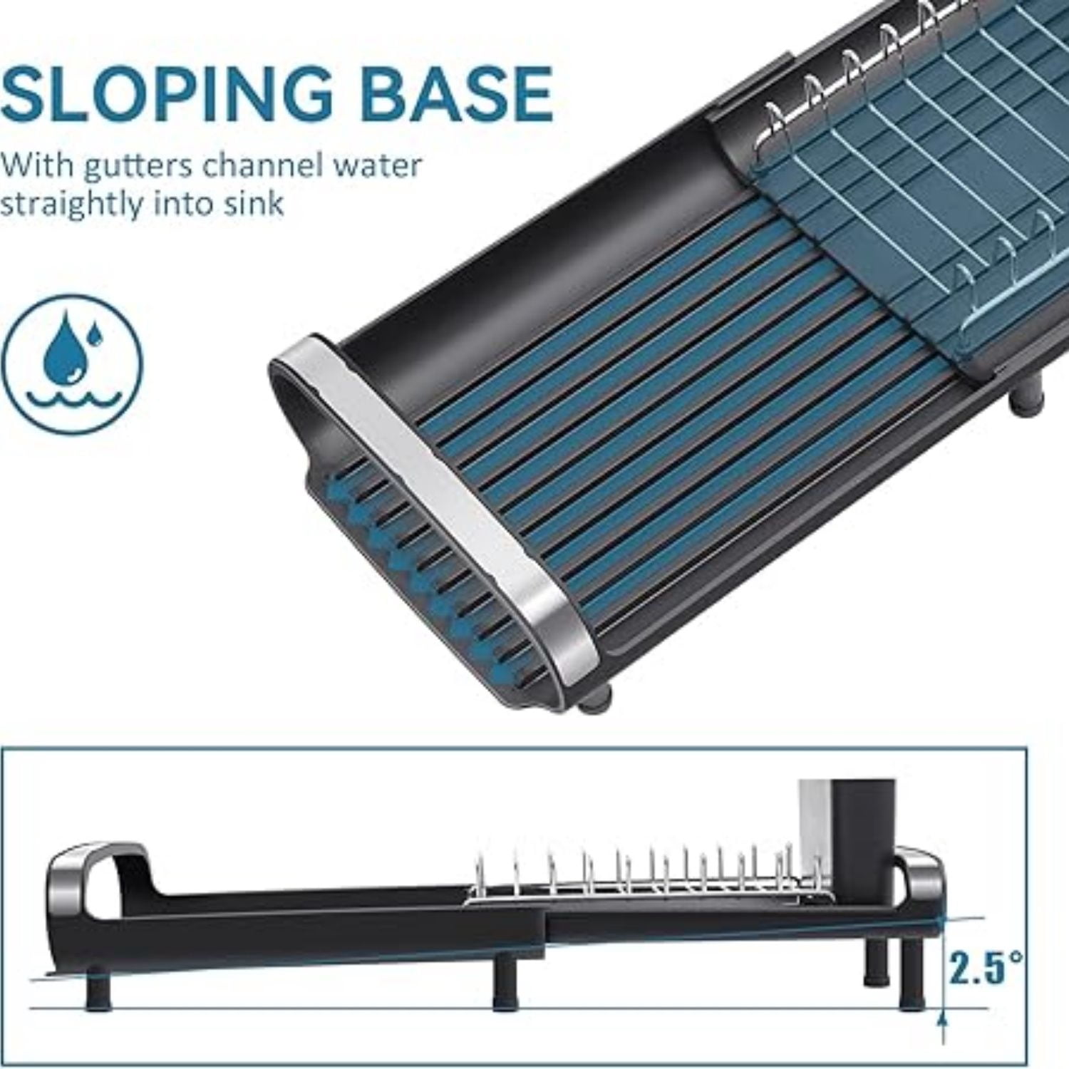 Expandable Dish Rack, Compact Dish Drainer, Stainless Steel Dish Drying Rack with Removable Cutlery Holder, Anti Rust Plate Rack, Small Sink Drainer for Sink or Kitchen Countertop