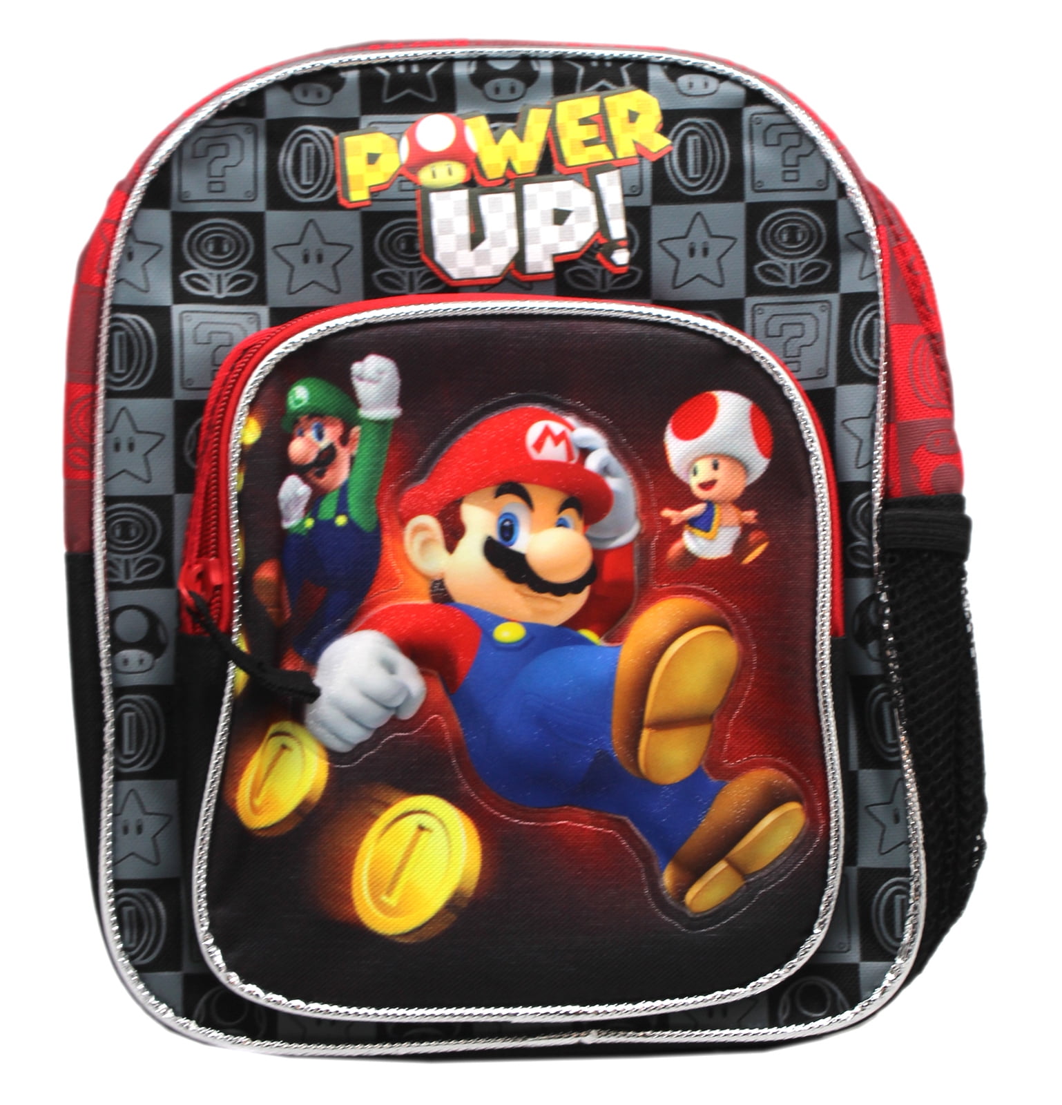 Super Mario "Power Up!" Black/Red Mini Kids Play Backpack (10in