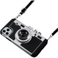 thumbnail image 1 of iPhone 15 Pro 6.1 inch 2023 Camera Phone Case Vintage Cover Cute 3D Cool Unique Design with Removable Neck Strap Lanyard for Girls Women Black, 1 of 4