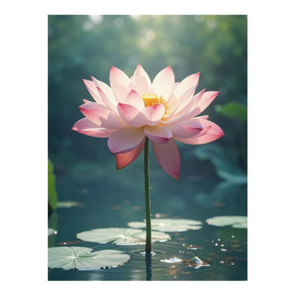 Diamond Art Kit for Adults, Pink Lotus Serenity Water Lily Diamond Painting for Adults Beginners, 5D DIY Diamond Art Painting Kits, Colorful Diamond Painting Craft for Home Decor 12x16