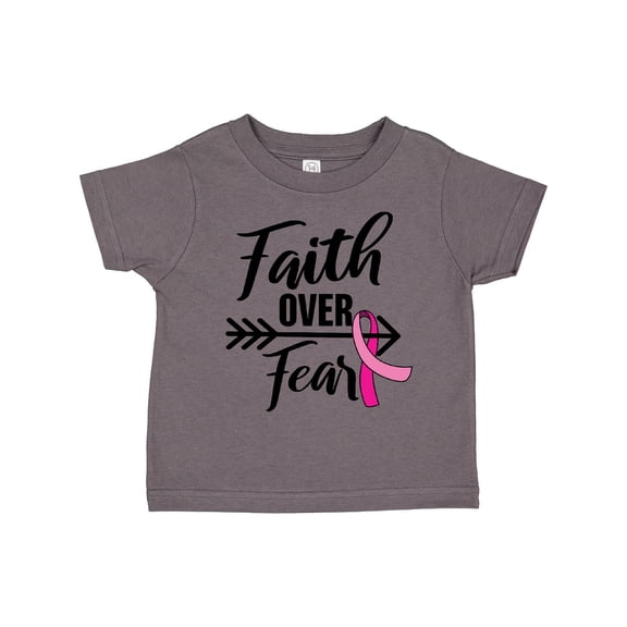 Inktastic Breast Cancer Awareness Faith over Fear with Pink Ribbon and Arrow Girls Toddler T-Shirt
