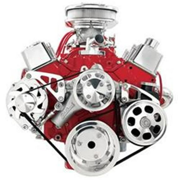 Billet Specialties FM2121PC Kit de Conversion Serpentine avec Alternateur à Montage Bas et Direction Assistée