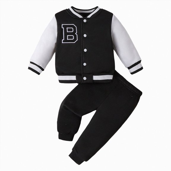 Splozh Cute Baby Boy Outfits Boys Clothes Fashion Long Sleeve Sweatshirt Pants 2Pcs Fall Winter Outfits,Black,2-3 Years