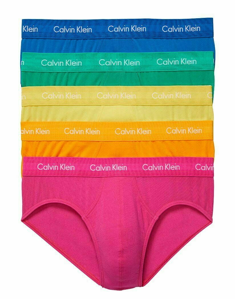 Calvin Klein Men's Multicolor Pride 5-Pack Hip Brief Underwear S, M, L, XL  UW266 (Small) 