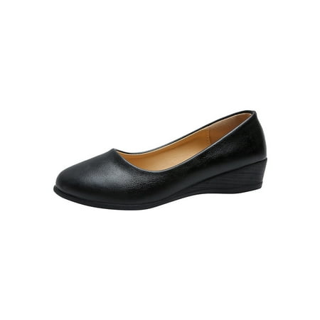 

Rotosw Womens Flats Lightweight Casual Shoes Wedge Loafers Non-slip Slip On Loafer Outdoor Slip-Resistant Walking Shoe Black 5