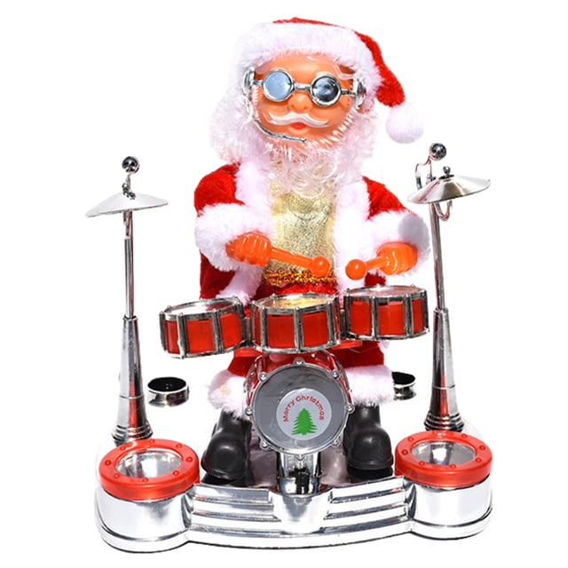 Bewildely Muñeco de Papá Noel para Navidad/Navidad, instrumento para jugar, regalo, decoración, Año Nuevo, sacudir la cabeza, cantar, adorno que Kits de decoración para fiestas No.01 Bewildely HA008653-01B