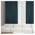 thumbnail image 2 of TiaGOC Faux Linen Room Darkening Curtains - 96 Inches Long Extra Wide Luxury Linen Curtains for Bedroom & Living Room (1 Panel), 100W X 96L, Story Blue, 2 of 9