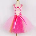 thumbnail image 5 of Disfraz de hada rosa para niñas, vestido de tutú con purpurina para fiesta de cumpleaños con alas de mariposa, vestido de princesa de hadas con flores de tul para niños, 5 of 5
