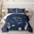 thumbnail image 2 of Manfei Marine Shark Twin Quilt Set, Cartoon Water Plant Twin Coverlet Set, Midnight Blue, 2pcs, 1 Bedspread and 1 Pillowcase, 2 of 7