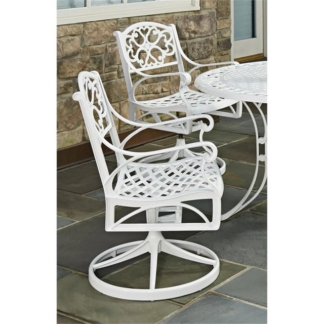 Homestyles Sanibel Aluminum Outdoor Swivel Rocking Chair in White