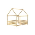 thumbnail image 5 of Jopath Full Size House Floor Wooden Bed with Roof Frame, Safety Guardrails for Boys Girls Natural, 5 of 9