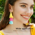thumbnail image 3 of Pendientes de borla para mujer pendientes de borla bohemios de hilo de vidrio y rayón en capas creativamente coloridas fáciles de usar para vacaciones para fiesta ANGGREK Otros, 3 of 8