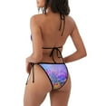 thumbnail image 3 of Ratiio Colorful Purple Cosmos Flower Pattern Women's Two Piece Bikini Swimsuit - Adjustable Tie Bikini Set Sexy & Comfortable Beach Swimwear, 3 of 7