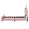 thumbnail image 2 of Twin size Upholstered Rabbit-Shape Princess Bed，Cosymart Twin Size Platform Bed with Headboard and Footboard, White+Pink, 2 of 9