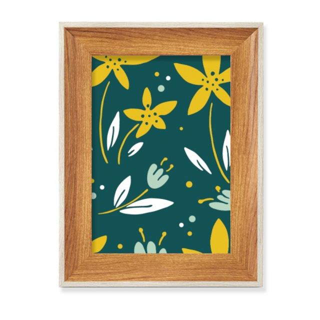 Flor planta amarillo verde blanco Escritorio Marco de fotos de madera Pantalla Imagen Arte Pintura Múltiples conjuntos