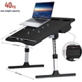 thumbnail image 3 of Laptop Bed Tray Table [Luxury PVC Leather], Adjustable Laptop Desk for Bed, Foldable Lap Desk for Laptop with 2 Drawers, Multifunctional Table for Working, Eating, Writing, Gaming, Drawing- Black, 3 of 12