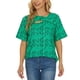 thumbnail image 3 of Mujer Jersey Camisa Recortada Impreso Manga Corta Suelta Suave Transpirable Casual Top Verde XXL, 3 of 7