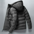 thumbnail image 6 of comerut Men Down Coat Hooded Padded Drawstring Warm Winter Quilted Down Coat for Daily Wear, 6 of 8