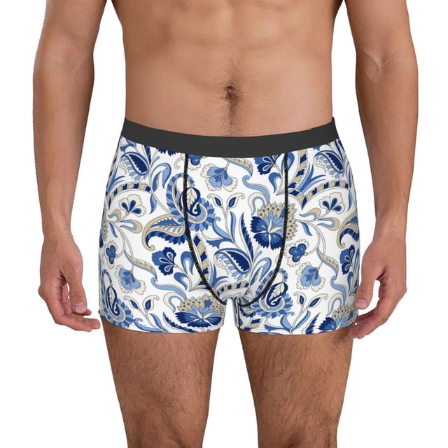 Fotbe Blue Paisley Calzoncillos Tipo Boxer con Bolsa de Soporte Total para Hombre, X-Temp Fresco, Transpirable y de Secado Rápido-X-Large