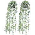 thumbnail image 1 of Paquete de 2 plantas artificiales en maceta, vid falsa, hojas colgantes, escenas de habitación, hogar, cocina, jardín, oficina, boda, pared, decoración de bricolaje, 22 pulgadas de longitud, verde Ormromra CZJJ-HQ74, 1 of 6