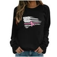 thumbnail image 2 of Luxalzxs Pink Ribbon Breast Cancer Shirt for Women American Flag Graphic Print Pullover Casual Long Sleeve Crewneck Sweatshirt October Cancer Fighter Shirts, 2 of 4