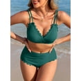 thumbnail image 2 of Bikini Sets for Women Scalloped Trim Swimsuits High Waisted Tummy Control Two Piece Bathing Suits 2025, 2 of 6